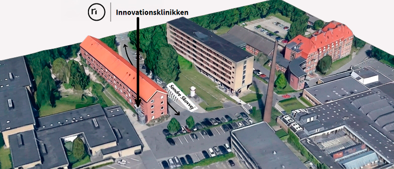 Innovationsklinikken findes på søndre sjovvej 9, 1. sal